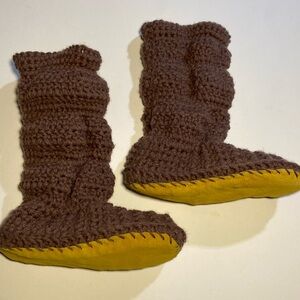 Handmade Knitted Slipper Socks with leather sole. NWOT